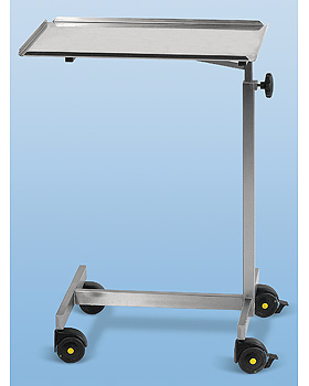 Instrumententisch aus Edelstahl, 600 x 400mm, mit 4 leitfhigen Rollen, hhenverstellbar, AGA Sanittsartikel, medishop.de