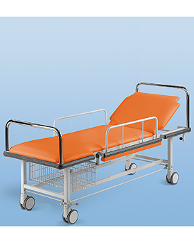 Patiententransportliege, Breite 70cm, Gestellfarbe reinweiß, Bezug hellgrau, AGA Sanitätsartikel, medishop.de