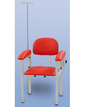 Blutentnahmestuhl mit Infusionsständer, Gestellfarbe reinweiß, Bezug schwarz, AGA Sanitätsartikel, medishop.de