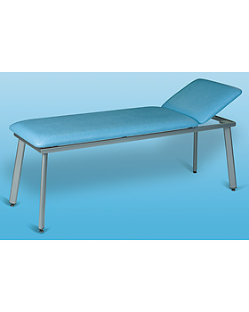 Behandlungsliege, Gestell Flachovalrohr, Gestellfarbe weißaluminium, Bezug hellblau, AGA Sanitätsartikel, medishop.de