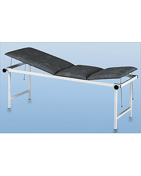 Untersuchungsliege, dreiteilig, Gestell verchromt, Breite 65cm, Höhe 80cm, Bezug anthrazit, AGA Sanitätsartikel, medishop.de