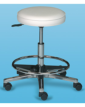 Drehhocker gepolstert, Höhe 51-71cm, mit Fußring, Fußkreuz schwarz, Bezug grau, AGA Sanitätsartikel, medishop.de