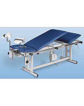 Multifunktionsliege mit Motor, 3-teilig, Rahmen verchromt, Gestellfarbe weißalu., Bezug hellgrau, AGA Sanitätsartikel, medishop.de