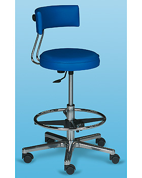 Drehstuhl gepolstert, Höhe 51-71cm, mit Fußring, Fußkreuz alu poliert, Bezug hellbraun, AGA Sanitätsartikel, medishop.de