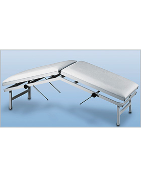Sonographieliege, 2-teilig, mit 2 Gasdruckfedern, Gestellfarbe weißaluminium, Bezug türkis, AGA Sanitätsartikel, medishop.de