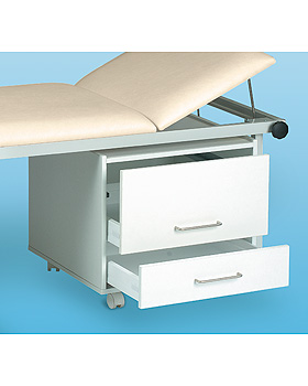 Fahrbarer Schrankwagen, zwei Schubksten mit Griffen, Front und Korpus wei beschichtet, AGA Sanittsartikel, medishop.de