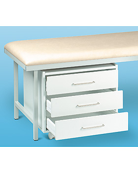 Fahrbarer Schrankwagen, drei Schubksten mit Griffen, Front und Korpus wei beschichtet, AGA Sanittsartikel, medishop.de