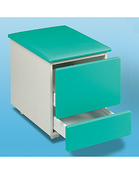 Unterfahrschrank mit zwei Schubkästen und Sitzpolster, Bezug schwarz, AGA Sanitätsartikel, medishop.de