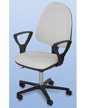 Bürostuhl mit Armlehnen, Höhe 42-54cm, Fußkreuz schwarz, Bezug weiß, AGA Sanitätsartikel, medishop.de