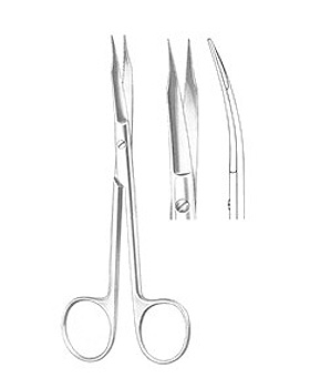 FOX, feine Schere, 13cm, gebogen, 1 Schneide gezahnt,, Allgaier Instrumente, medishop.de