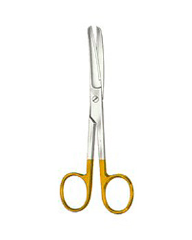 Chirurgische Schere, 14,5cm, stumpf/stumpf, gebogen, mit Hartmetall, Allgaier Instrumente, medishop.de