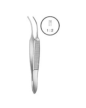 FUCHS, Irispinzette, 7cm, 1x2 Zhne, gebogen, Allgaier Instrumente, medishop.de