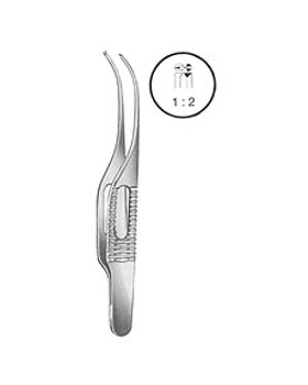 GILL, Irispinzette, 7,5cm, 1x2 Zhne, gebogen, Allgaier Instrumente, medishop.de