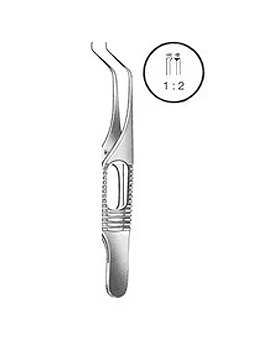 GILL-HESS, Irispinzette, 7,5cm, 1x2 Zhne doppelt abgewinkelt, Allgaier Instrumente, medishop.de