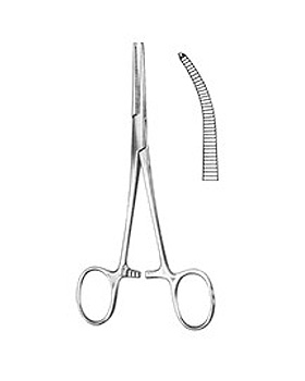 CRILE, Arterienklemme, 14cm, gebogen 1x2 Zhne, Allgaier Instrumente, medishop.de