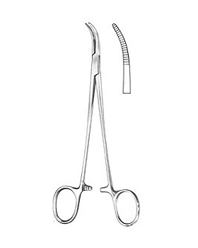 SCHNIDT, Tonsillenklemme,  19cm, leicht gebogen, geschlossene Ringe, Allgaier Instrumente, medishop.de