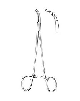 SCHNIDT, Tonsillenklemme,  19cm, stark gebogen, geschlossener Ringe, Allgaier Instrumente, medishop.de