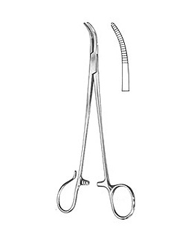 SCHNIDT, Tonsillenklemme,  19cm, leicht gebogen, 1 Ring offen, Allgaier Instrumente, medishop.de