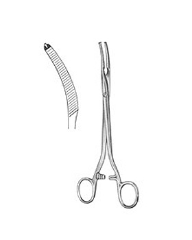 MIKULICZ, Peritoneumklemme 20cm,1x2 Z leicht gebogen, Allgaier Instrumente, medishop.de