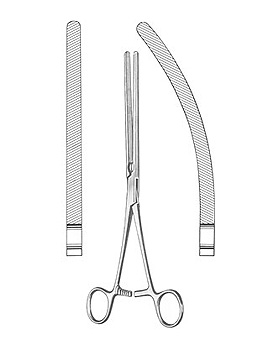 DOYEN, Darmklemme, 23cm, gebogen, schr�ggerieft, Allgaier Instrumente, medishop.de