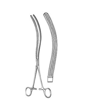 KOCHER, Darmklemme,  22cm, gebogen, Durchsteckschlu, Allgaier Instrumente, medishop.de