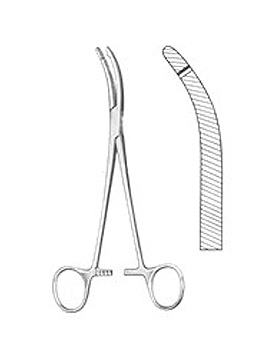 HEANEY,Hysterektomieklemme, 19,5cm, gebogen 1-zahnig, Allgaier Instrumente, medishop.de