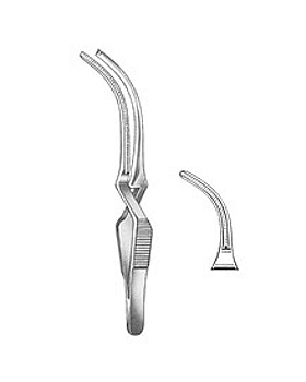 DE BAKEY, atraumatische Bulldogklemme, Gesamtlnge 7cm Maullnge 2cm, gebogen, Allgaier Instrumente, medishop.de