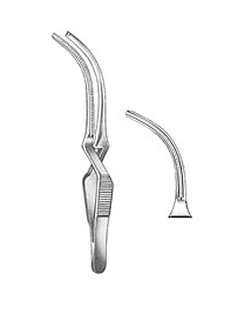 DE BAKEY, atraumatische Bulldogklemme, Gesamtlnge 8cm Maullnge 3cm, gebogen, Allgaier Instrumente, medishop.de