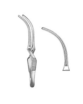 DE BAKEY, atraumatische Bulldogklemme, Gesamtlnge 10cm, Maullnge 4cm, gebogen, Allgaier Instrumente, medishop.de