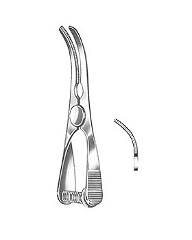 GLOVER, atraumatische Bulldogklemme, 5,5cm, Maullnge 2cm, gebogen, Allgaier Instrumente, medishop.de