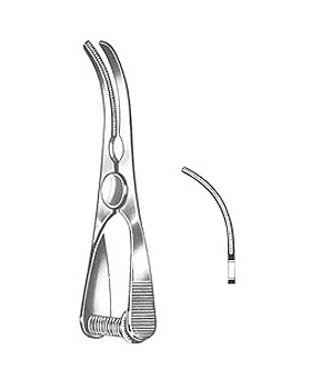 GLOVER, atraumatische Bulldogklemme, 6,5cm, Maullnge 3cm, gebogen, Allgaier Instrumente, medishop.de