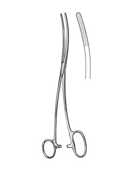 BOZEMANN-DOUGLAS, Tamponzange, 26cm, gebogen, mit 1 groen Ring, Allgaier Instrumente, medishop.de