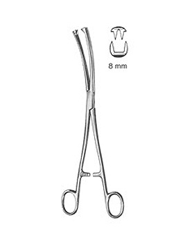 MUSEUX, Hakenzange, 24cm, seitwärts gebogen 2x2 Zähne, Maulbreite 8mm, Allgaier Instrumente, medishop.de