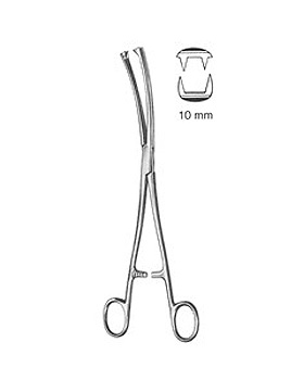 MUSEUX, Hakenzange, 24cm, seitw�rts gebogen 2x2 Z�hne, Maulbreite10mm, Allgaier Instrumente, medishop.de