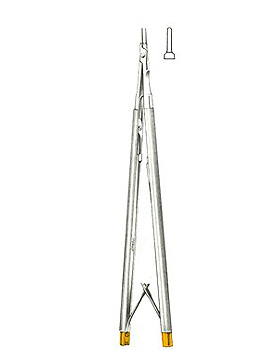 Mikro-Nadelhalter, mit gl. TC-Einlagen, 18cm, gerade, mit Sperre, Allgaier Instrumente, medishop.de