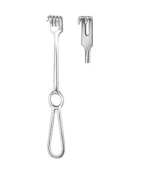 VOLKMANN, Wundhaken, 21,5cm, 2-zahnig, scharf, Allgaier Instrumente, medishop.de