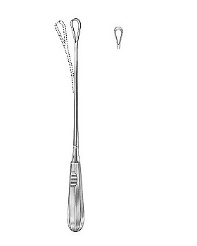 Uteruskrette, 31cm, scharf, biegsam, Figur 0, Allgaier Instrumente, medishop.de