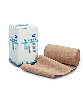 Pütterbinde  8cm x 5m, mit Verbandklammer, lose im Karton, 10 Stück, Hartmann, medishop.de