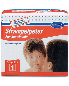 Strampelpeter Flockenwindeln Saugstrke 1, 35 x 11 cm, Wei/Rot, 56 Stck, Hartmann, medishop.de