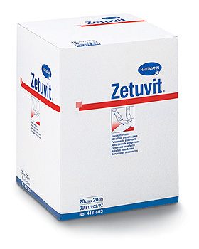Zetuvit steril, 13,5 x 25cm, einzeln eingesiegelt, 10 Stück, Hartmann, medishop.de