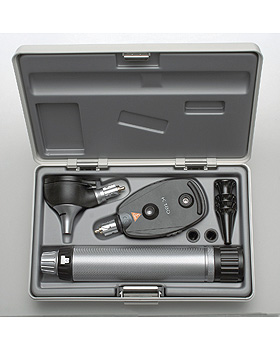 Diagnostik Set HEINE K 180 F.O. 2,5V, mit Batteriegriff, Tips, Etui, Lasergravur, Heine Optotechnik, medishop.de