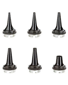 Dauergebrauchs-Trichter-Set, HEINE, schwarz, 5 Ohr- + 1 Nasen-Trichter, 6 Stck, Heine Optotechnik, medishop.de