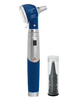 Otoskop HEINE mini 3000 LED F.O., 2,5V, blau, mit Ladegriff, Einweg-Tips, Heine Optotechnik, medishop.de