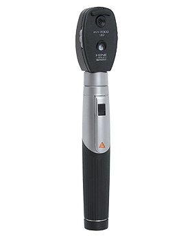 Ophthalmoskop HEINE mini 3000 LED, 2,5V, blau, mit Batteriegriff und Batterien, Heine Optotechnik, medishop.de
