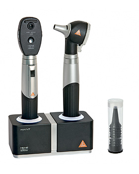 Diagnostik Set HEINE mini 3000 LED F.O., schwarz, mit 2 Ladegriffen, Ladegert, Tips, Heine Optotechnik, medishop.de