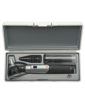 Otoskop HEINE mini 3000 LED F.O., 2,5V, schwarz, mit Batteriegriff, Tips, Etui, Heine Optotechnik, medishop.de