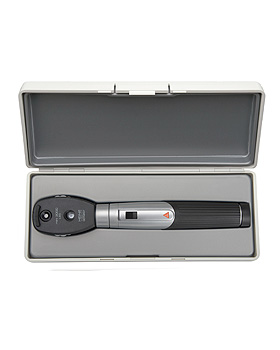 Ophthalmoskop HEINE mini 3000 LED, 2,5V, schwarz, mit Batteriegriff, Hartschalenetui und Lasergravur, Heine Optotechnik, medishop.de