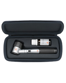 Dermatoskop HEINE mini 3000 LED, schwarz, Kontaktscheibe mit Skala, Reiverschlussetui, Heine Optotechnik, medishop.de