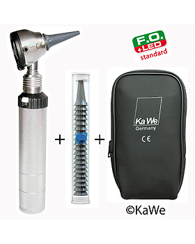 Otoskop EUROLIGHT F.O. 30 LED 2,5 V standard mit Batteriegriff und Ohrtrichern, KaWe Germany, medishop.de