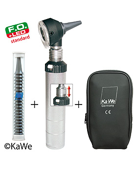 Otoskop COMBILIGHT F.O. 30 LED standard mit Batteriegriff und Ohrtrichtern, KaWe Germany, medishop.de